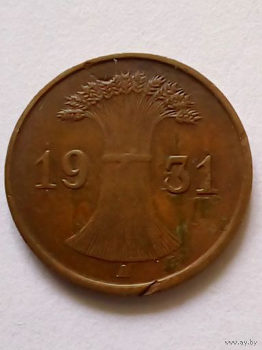 Германия 1 рейхсфенниг 1931А