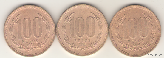100 песо 1981, 1985 г.