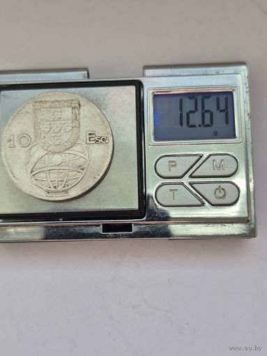 10 эскудо 1955 года. Португалия, Португальская Республика (1910 - 1969). Серебро 680. Монета не чищена. L45467.