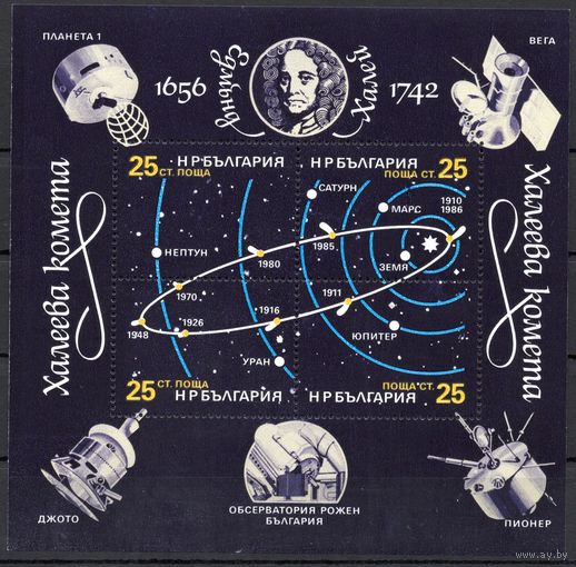 Болгария 1986. Космос Комета Галлея блок (3454)