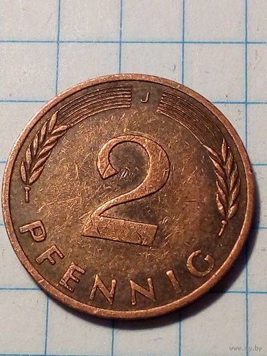 2 пфеннига Германия 1980 J