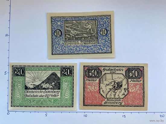 Нотгельд Австрия Зоннберг 10-20-50 геллеров -0102