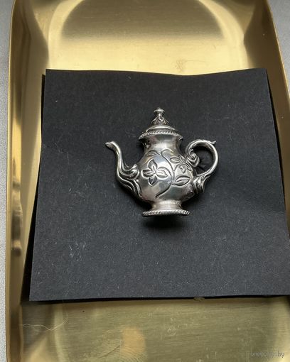 Брошь Оригинальная Чайник серебро Германия винтаж