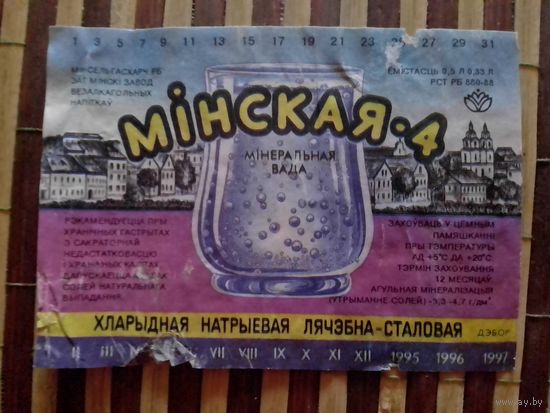 Этикетка от минералки.Минск