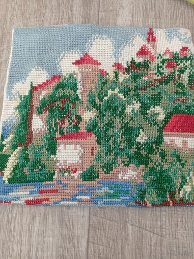 Вышивка СССР. Вышитая карина СССР. Замок.