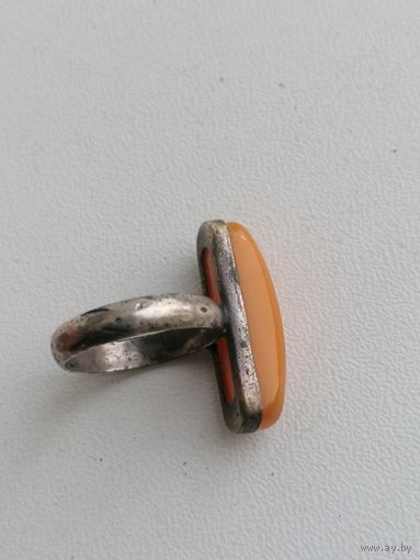 Кольцо СССР, серебро 916 пр с янтарем, торги с Рубля