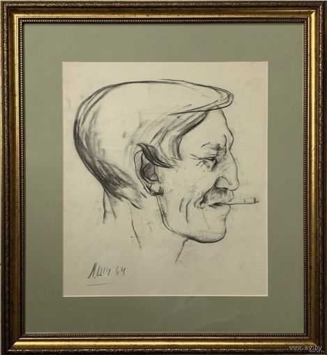Щемелёв Л.Д. Бумага, карандаш. 1964г. Размер с рамой и паспарту 47х52 см.
