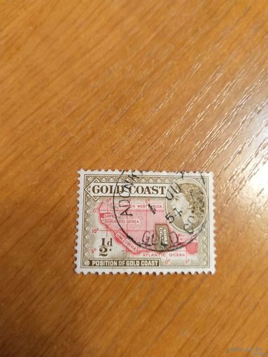 1952 британская колония Золотой Берег карта география королева (1-5)