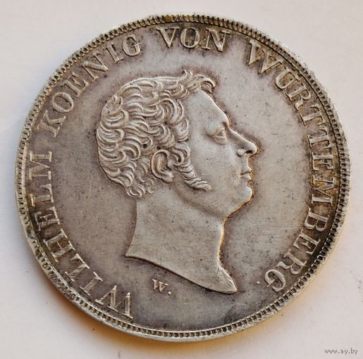 1 Талер 1833 г. Вюртемберг. Вильгельм l. Таможенный союз. Серебро 0.868.