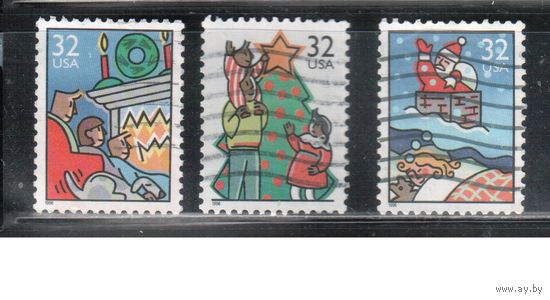 США-1996 (Мих.2785-2787) , гаш., Рождество и Новый год