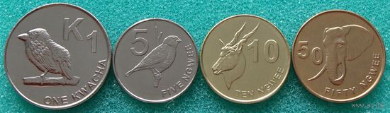 Замбия. набор 4 монеты 5, 10, 50 нгве, 1 квача 2012 год