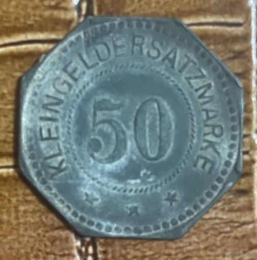 Монета 50 пфеннигов 1917 год. Людвигсхафен. Веймарская республика.