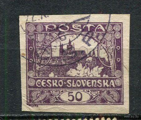 Первая Чехословацкая республика - 1919 - Пражский Град 50H - [Mi.19] - 1 марка. Гашеная.  (Лот 56GP)-T41P29
