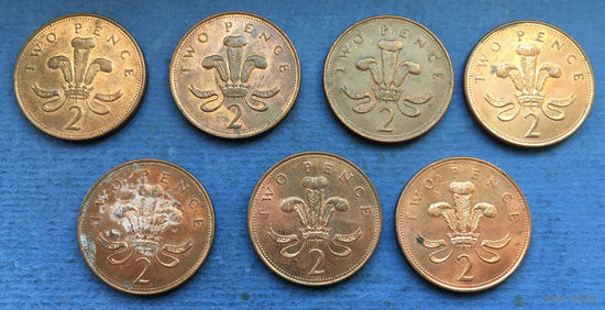 Великобритания 2 пенса 1999, 2000, 2001, 2003, 2004, 2006, 2007