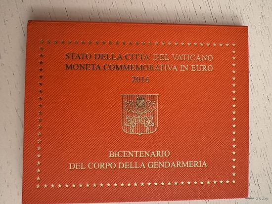 Ватикан 2 евро. 2016 год. "200 лет Папской жандармерии". Буклет. Блистер. Редкая!