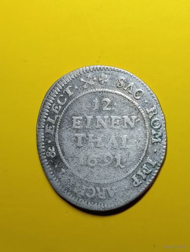 1/12 талера 1691г.,курфюршерство Саксония,Иоанн Георг lV