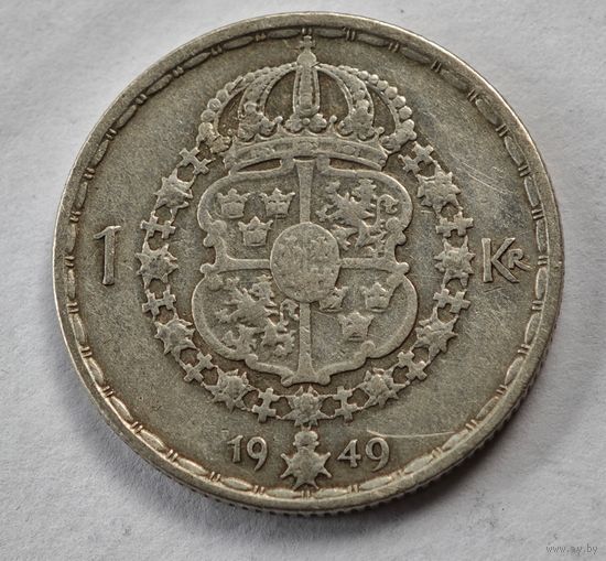 1949 год Швеция крона   серебро