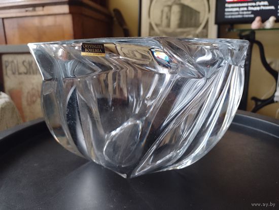 Ваза конфетница большая оригинальный Богемский хрусталь Bohemia Чехия