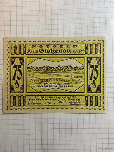 75 пфеннингов (нотгельды) г. Германия.