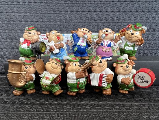 Ferrero. Киндер. МЕДВЕДИ МЫЗЫКАНТЫ 1995 Top Ten Teddies. ПОЛНЫЙ КОМПЛЕКТ!!! Вкладыш