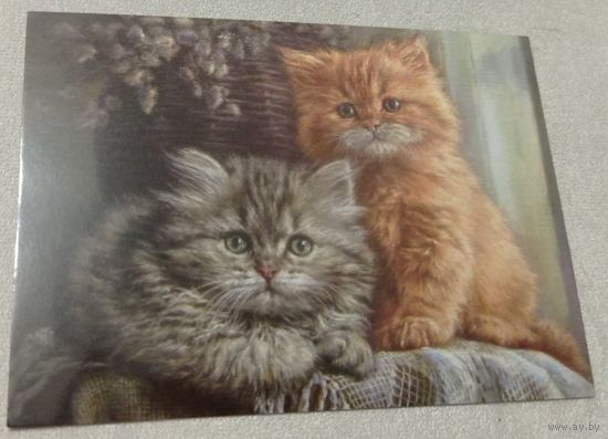 Посткроссинг. Открытка "Лялечка и Персик", худ.Екатерина Калиновская (10х15). Прошла почту. Художественные марки, чёткий штемпель.