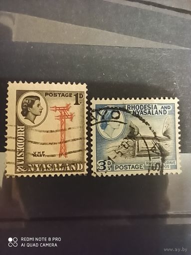 Родезия и Ньясаленд 1959 колония Англии, 2 марки