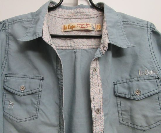 LEE COOPER Голубая Рубашка Vintage Style Aparel Оригинал Вышивка Карманы Пуговицы Цветы Скидка %