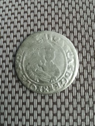 Шесть грошей 1666 года. АТ.