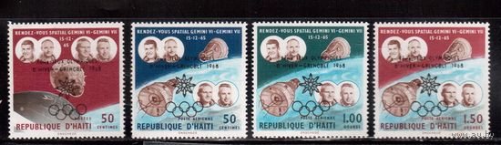 Гаити-1968 (Мих.935-938) ** , Космос, Спорт, ОИ-1968 в Гренобле, Надп. (полная серия)