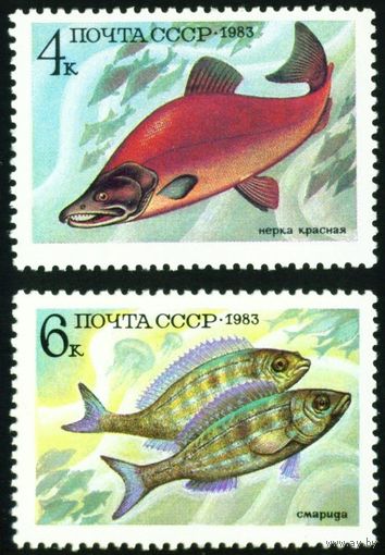 Промысловые рыбы СССР 1983 год 2 марки