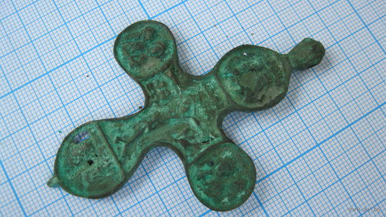 Крестик старинный, нательный. Бронза, литье.