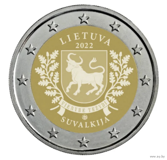 2 евро 2022 Литва Сувалкия UNC из ролла