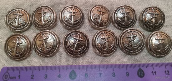 С РУБЛЯ/шт. Набор морских пуговиц. 12 шт. Привезёны из Швеции. Распродажа коллекции.