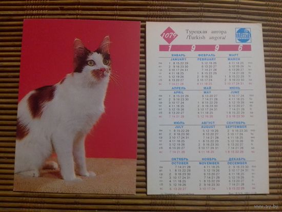 Карманный календарик.Котик.1996 год