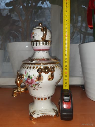 Самовар  фарфоровый , Гжель , позолота , СССР