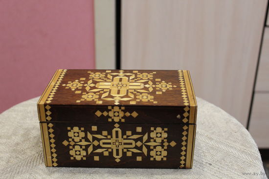 Шикарная шкатулка инкрустация соломкой СССР
