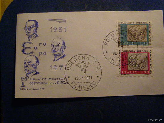 1971 Италия 20-е-уголь и сталь сообщество 2 марки КПД Болонья