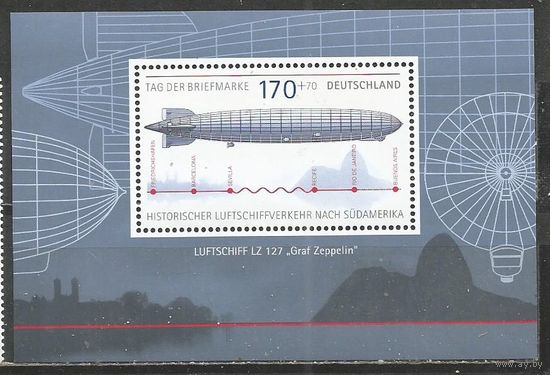 Германия. День почтовой марки. Перелёт в Южную Америку. 2007г. Mi#Бл69.