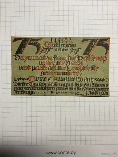 Нотгельд 75 пфеннигов -2712