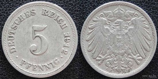 YS: Германия, Рейх, 5 пфеннигов 1912F, KM# 11 (2)