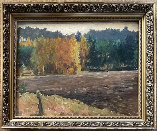 Дучиц Н.В "Земля белорусская", 1963г. Картон, масло.Размер 45х58 см. С родной рамой 57х68 см.