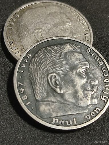 5 марок. Германия. 1935 и 1936 гг.