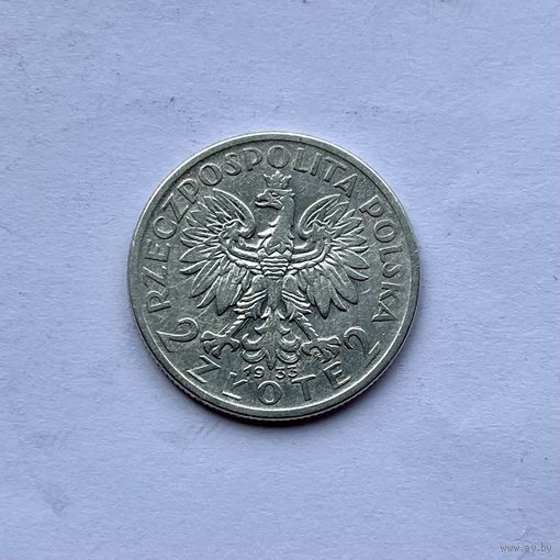 Монета СЕРЕБРО Польша 2 злотых 1933 год Ядвига ОТЛИЧНЫЕ