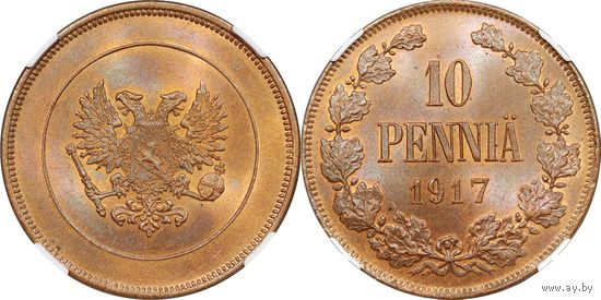 10 пенни 1917 ННР MS 65 RB