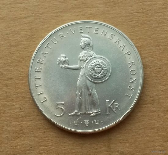 Швеция, 5 крон 1962 г., серебро 0.400, 80 лет королю Густаву VI Адольфу