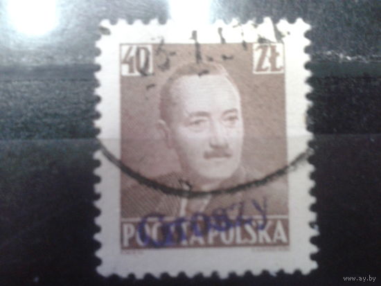 Польша 1950 президент Берут надпечатка на 40 zl Михель 5 евро