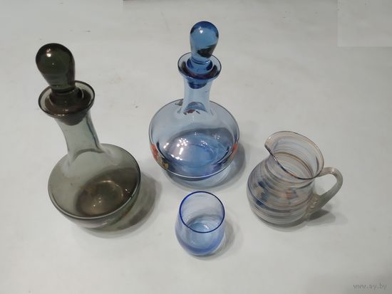 Графины и кувшин цветное стекло СССР