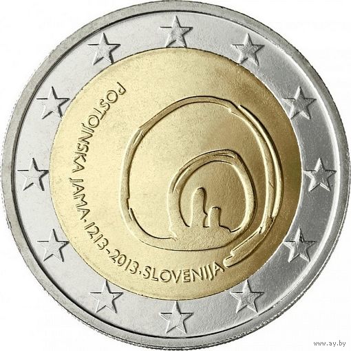 2 евро Словения 2013 800 лет открытию пещеры Постойнска-Яма UNC из ролла