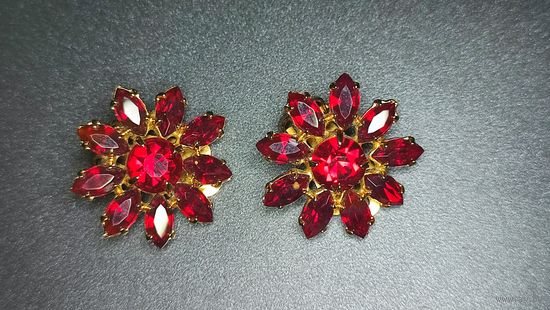 Клипсы Рубин,Голубиная кровь. Европа.Винтаж