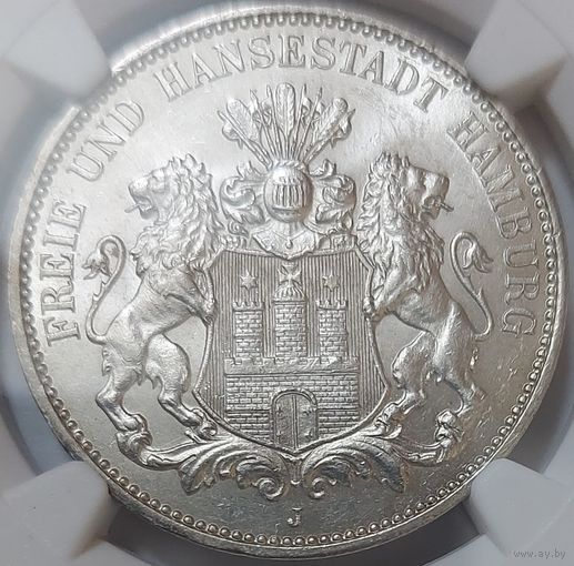3 марки 1914 Гамбург MS-64 NGC